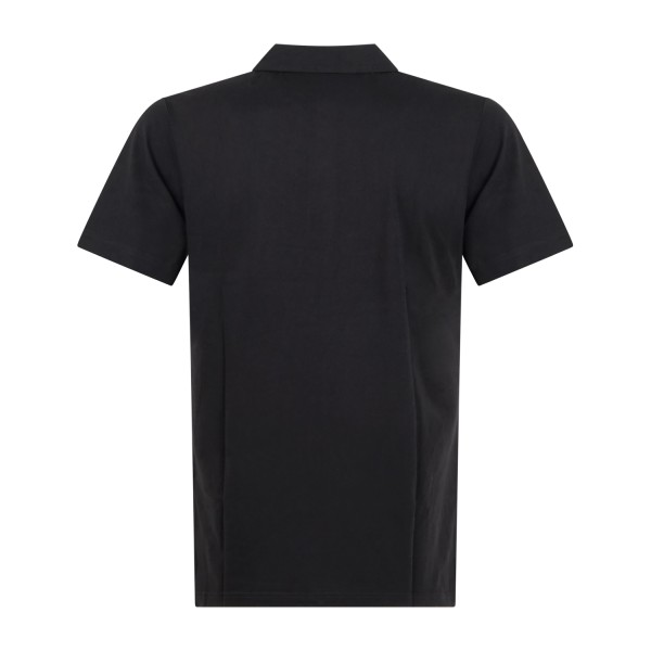 Emporio Armani - Polo nera manica corta effetto liscio con patch logo per uomo