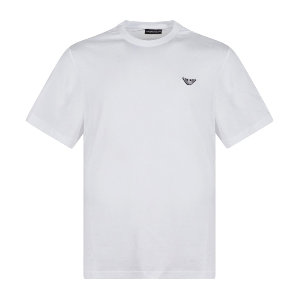 Emporio Armani - T-shirt bianca manica corta con patch logo sul petto per uomo