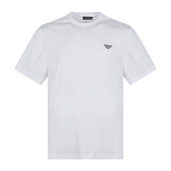 Emporio Armani - T-shirt bianca manica corta con patch logo sul petto per uomo