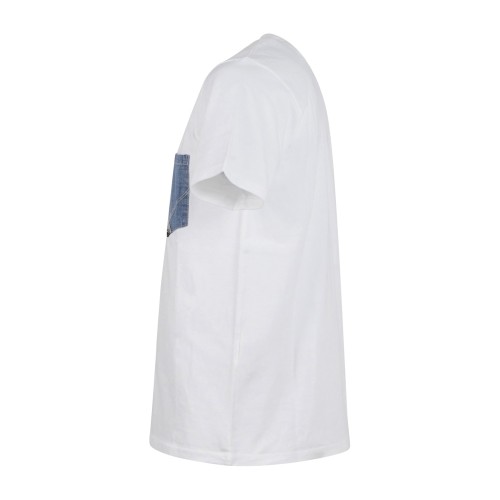 Roy Roger's - T-shirt bianca manica corta con taschino in jeans sul petto per 2