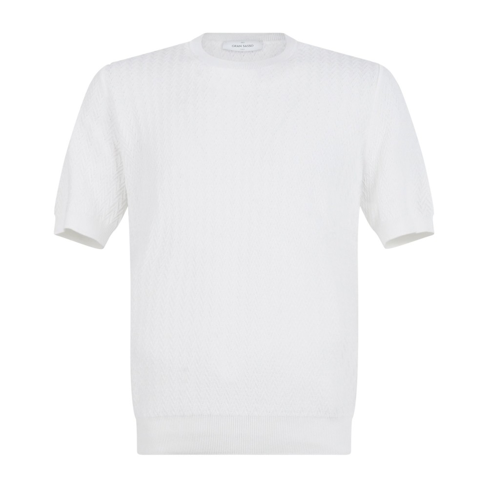 Gran Sasso - T-shirt bianca manica corta in cotone Fresh cotton per uomo |