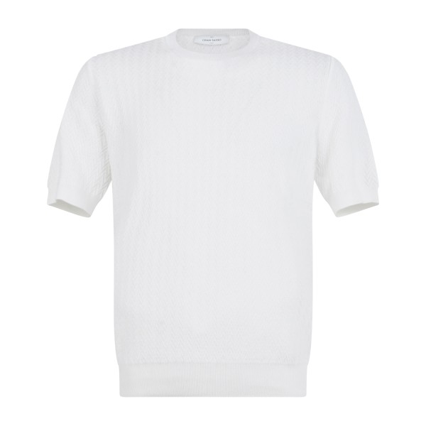 Gran Sasso - T-shirt bianca manica corta in cotone Fresh cotton per uomo |