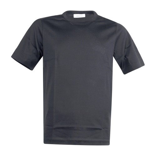 Gran Sasso - T-shirt nera manica corta in cotone filo di scozia per uomo |