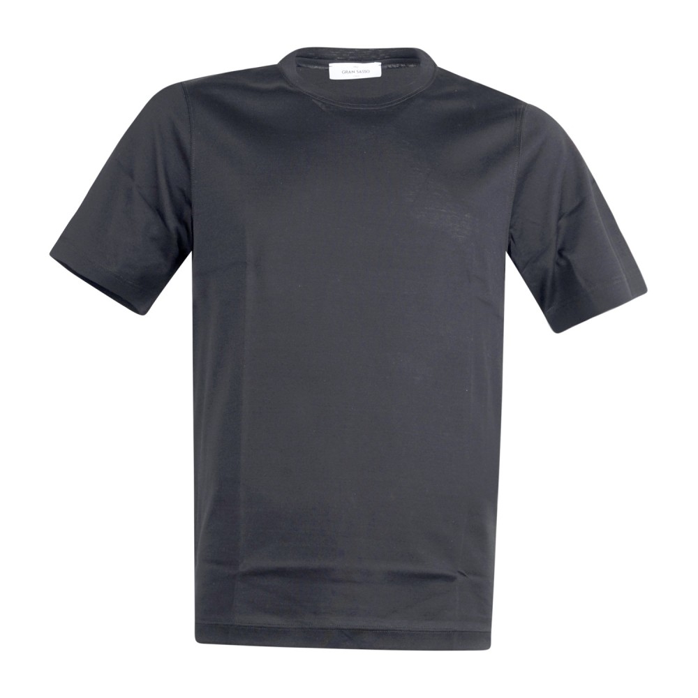 Gran Sasso - T-shirt nera manica corta in cotone filo di scozia per uomo |