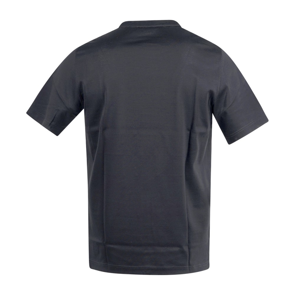 Gran Sasso - T-shirt nera manica corta in cotone filo di scozia per uomo |