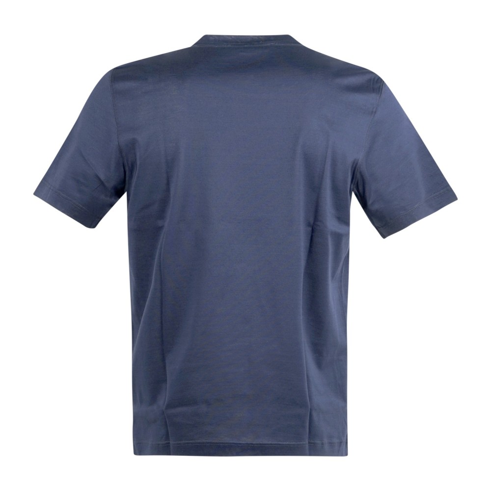 Gran Sasso - T-shirt blu manica corta in cotone filo di scozia per uomo |