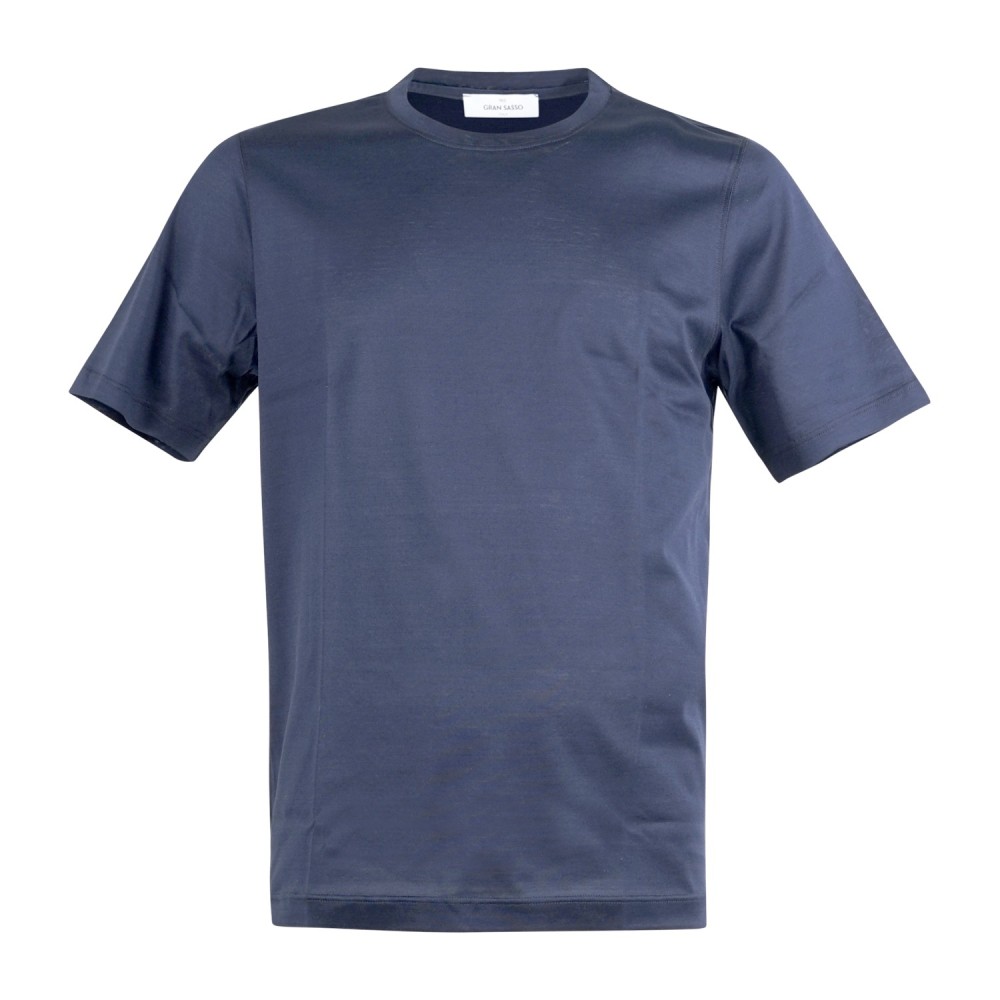 Gran Sasso - T-shirt blu manica corta in cotone filo di scozia per uomo |