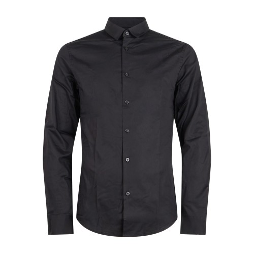 Armani Exchange - Camicia nera con logo ricamato sul petto per uomo | 8nzc31