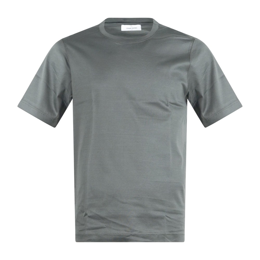Gran Sasso - T-shirt verde manica corta in cotone filo di scozia per uomo |