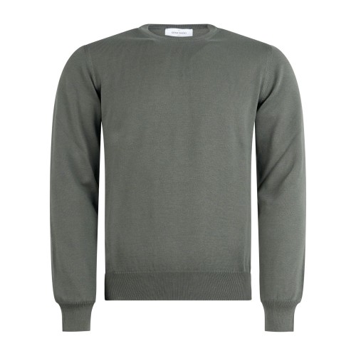 Gran Sasso - Maglione girocollo verde in cotone per uomo | paricollo m/l 55167