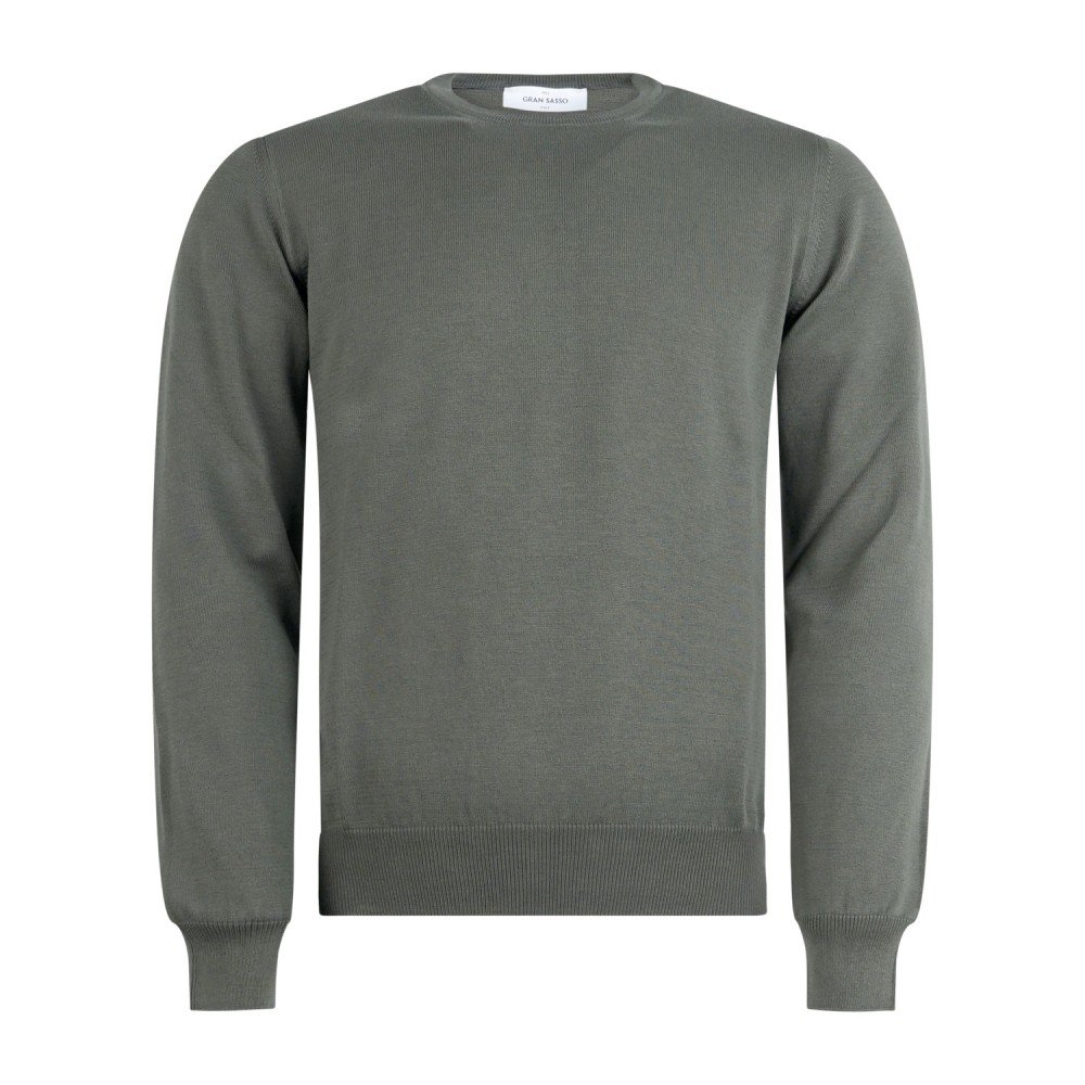 Gran Sasso - Maglione girocollo verde in cotone per uomo | paricollo m/l 55167