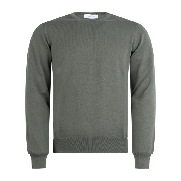 Gran Sasso - Maglione girocollo verde in cotone per uomo | paricollo m/l 55167