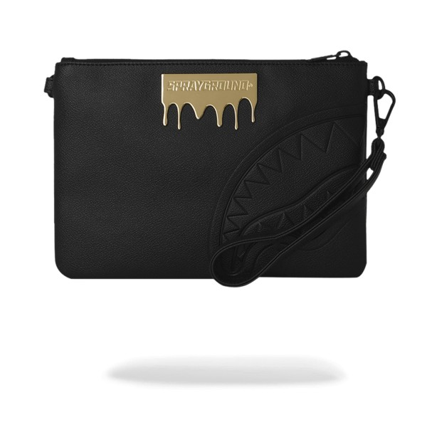 Sprayground - Pochette nera con patch logo in metallo per uomo | 910b9044nsz