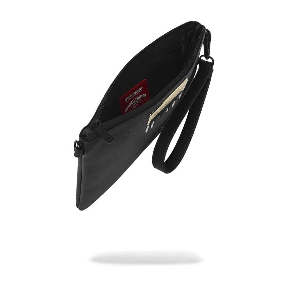 Sprayground - Pochette nera con patch logo in metallo per uomo | 910b9044nsz