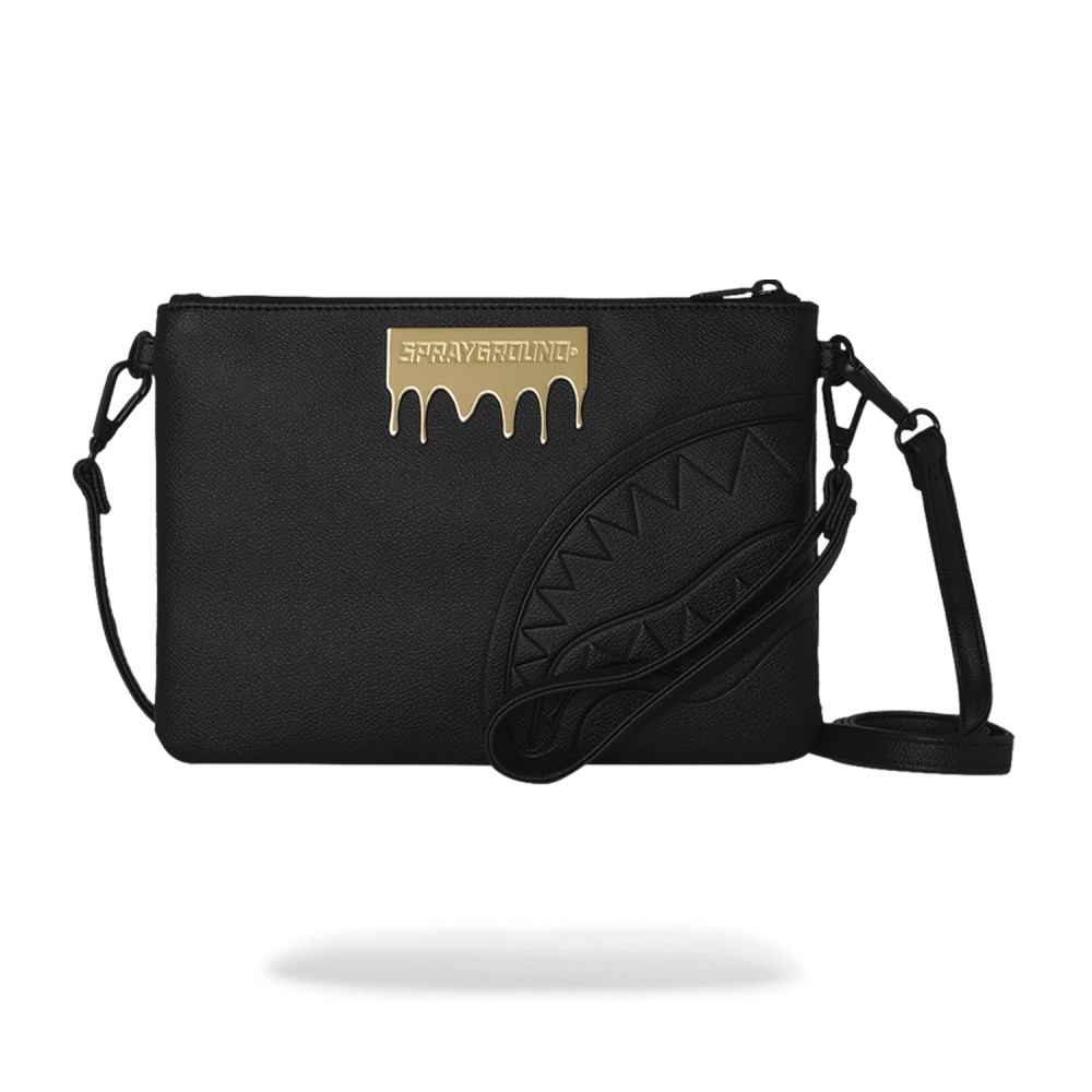Sprayground - Pochette nera con patch logo in metallo per uomo | 910b9044nsz