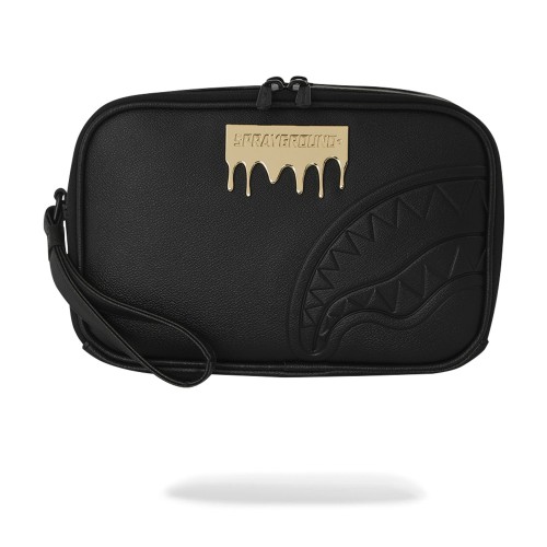 Sprayground - Borsa nera Gold Brick Luxe toiletry tinta unita per uomo |