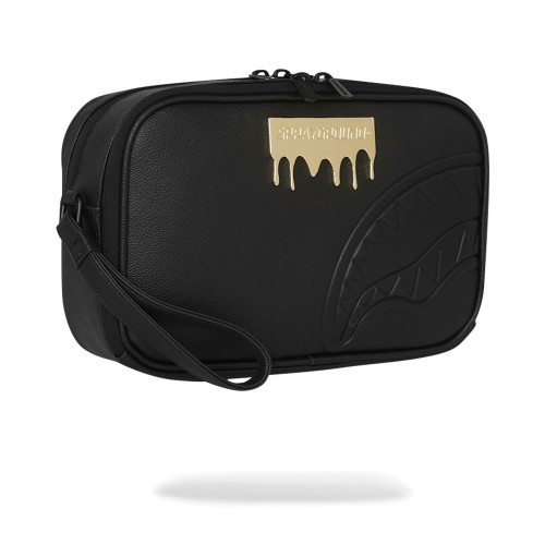 Sprayground - Borsa nera Gold Brick Luxe toiletry tinta unita per uomo | 2