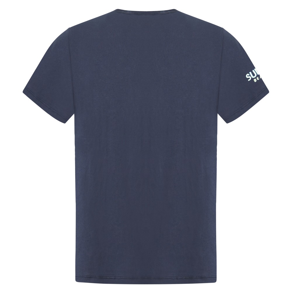 Sun68 - T-shirt blu manica corta con ricamo logo fluo per uomo | t36140 07 navy