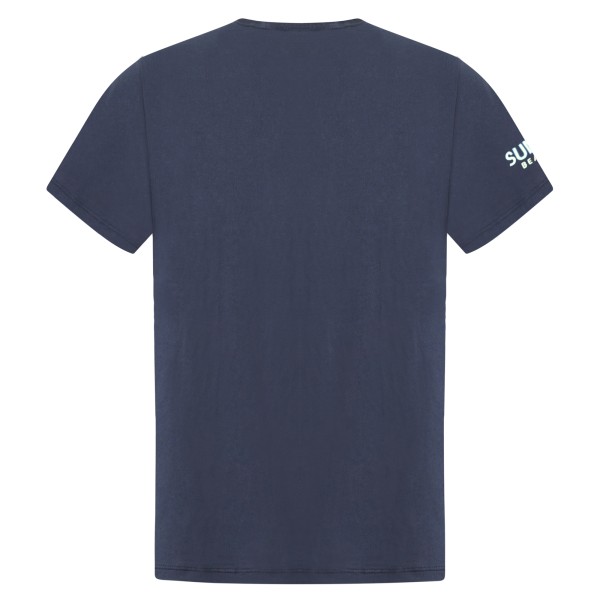 Sun68 - T-shirt blu manica corta con ricamo logo fluo per uomo | t36140 07 navy