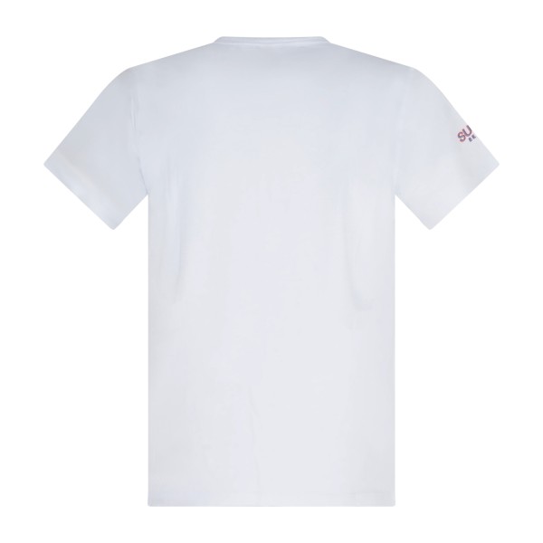 Sun68 - T-shirt bianca manica corta con ricamo logo fluo per uomo | t36140 01