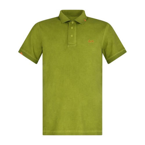 Sun68 - Polo verde manica corta con ricamo logo sul petto per uomo | a36155 37