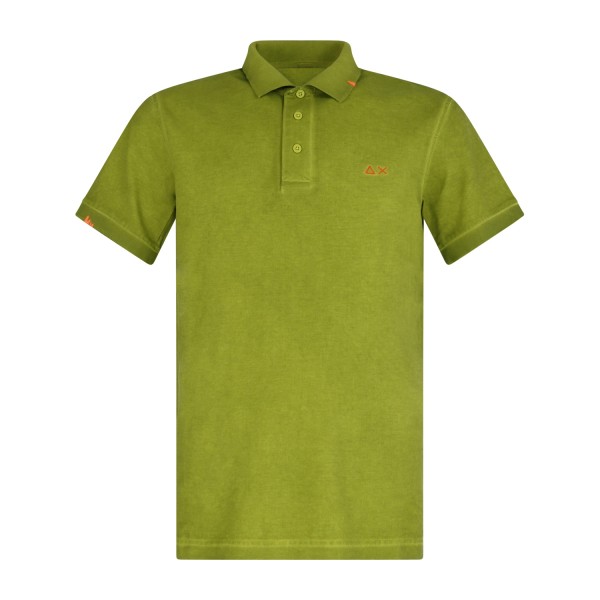 Sun68 - Polo verde manica corta con ricamo logo sul petto per uomo | a36155 37