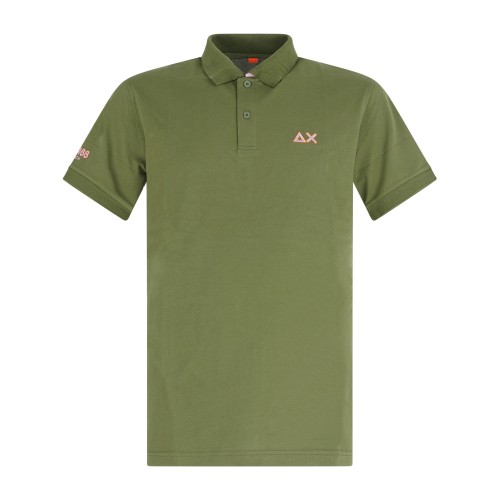 Sun68 - Polo verde manica corta con ricamo logo per uomo | a36150 37verde scuro