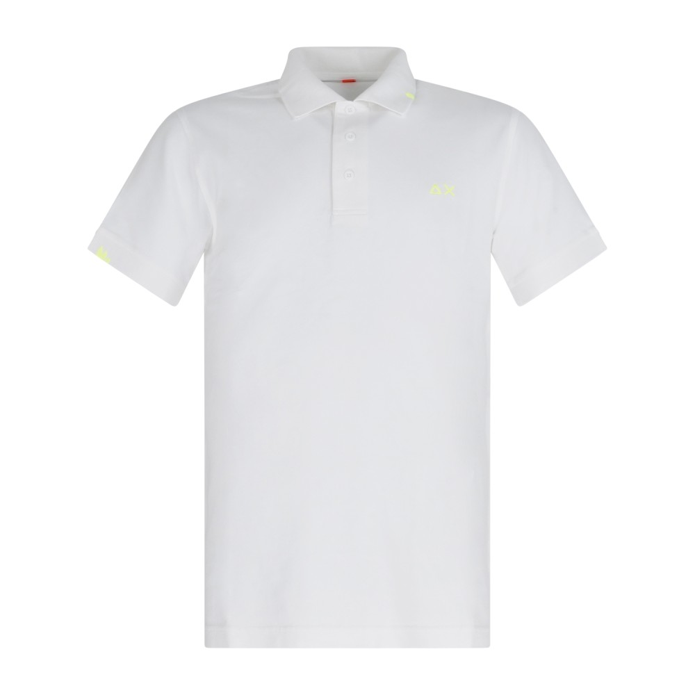 Sun68 - Polo bianca manica corta con ricamo logo sul petto per uomo | a36155