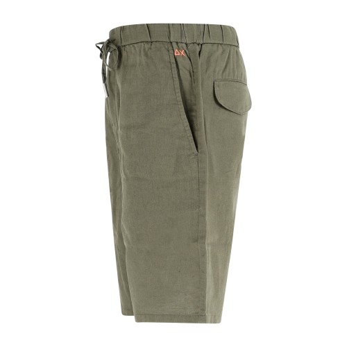Sun68 - Bermuda verde in lino e cotone con coulisse in vita per uomo | b36123 2