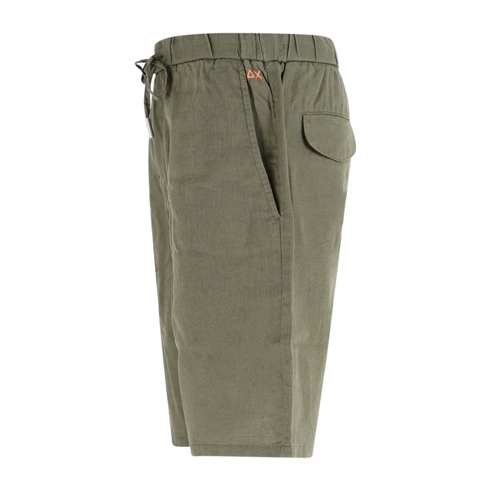 Sun68 - Bermuda verde in lino e cotone con coulisse in vita per uomo | b36123