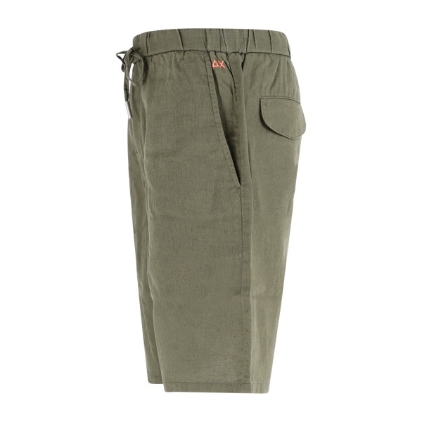 Sun68 - Bermuda verde in lino e cotone con coulisse in vita per uomo | b36123