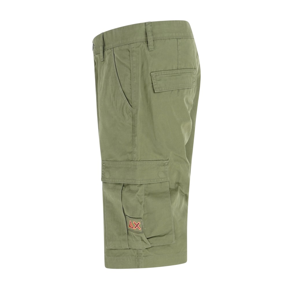 Sun68 - Bermuda verde cargo in cotone con logo ricamato per uomo | b36120