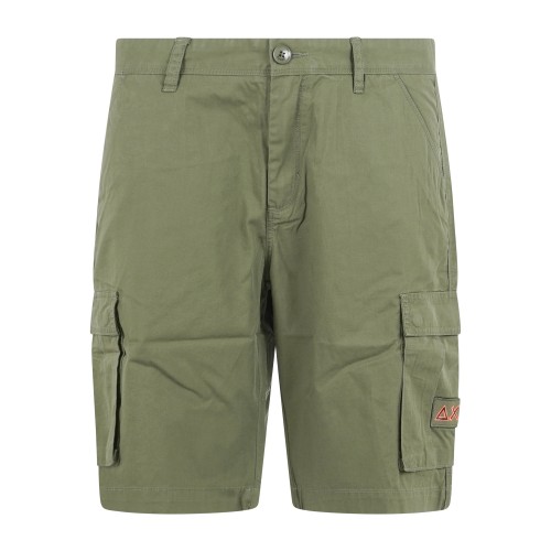 Sun68 - Bermuda verde cargo in cotone con logo ricamato per uomo | b36120
