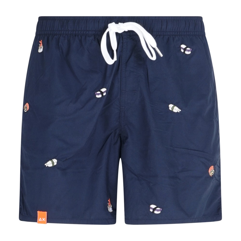 Sun68 - Bermuda mare blu con ricamo sushi all over per uomo | h35112 07navy blue