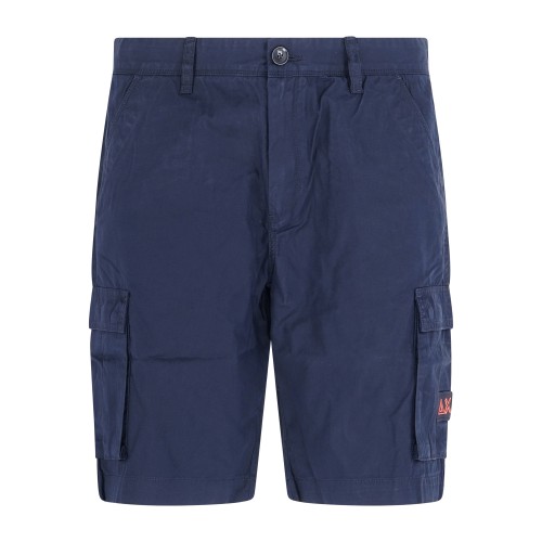 Sun68 - Bermuda blu cargo in cotone con logo ricamato per uomo | b36120 07navy