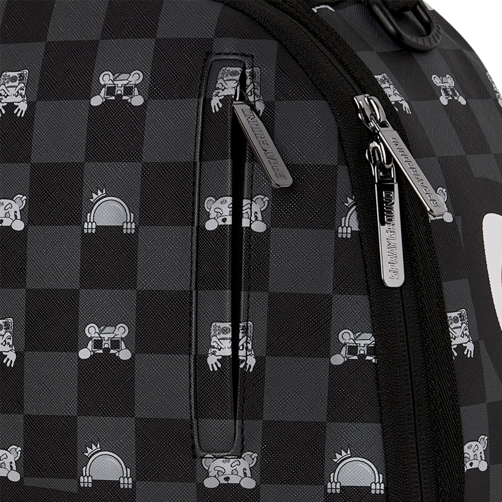 Sprayground - Zaino nero Gray Peeking Character fantasia check per uomo |