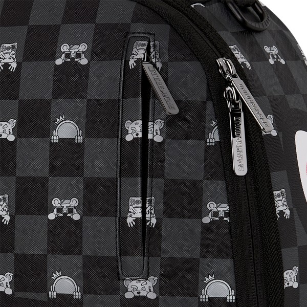 Sprayground - Zaino nero Gray Peeking Character fantasia check per uomo |