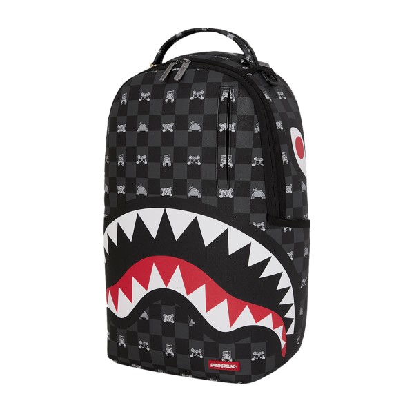 Sprayground - Zaino nero Gray Peeking Character fantasia check per uomo |