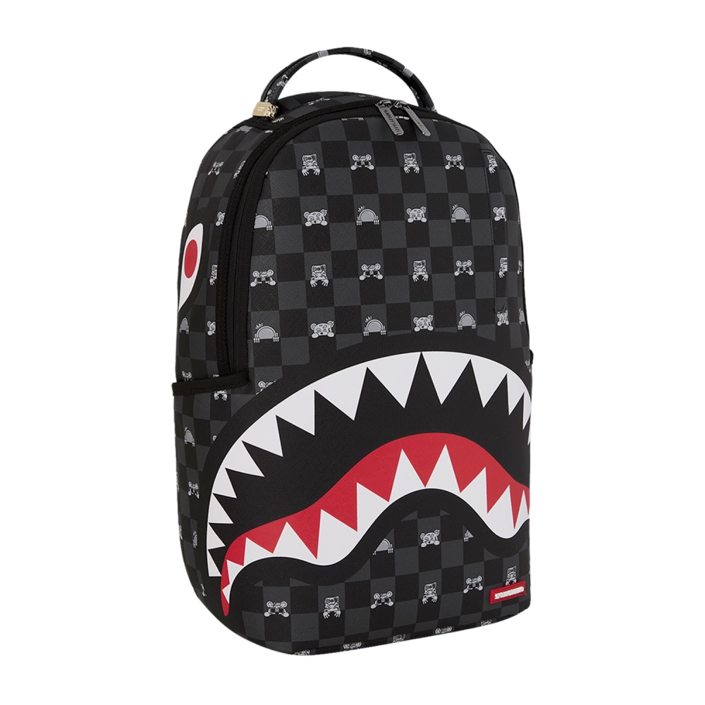 Sprayground - Zaino nero Gray Peeking Character fantasia check per uomo |