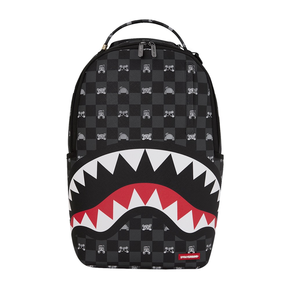 Sprayground - Zaino nero Gray Peeking Character fantasia check per uomo |
