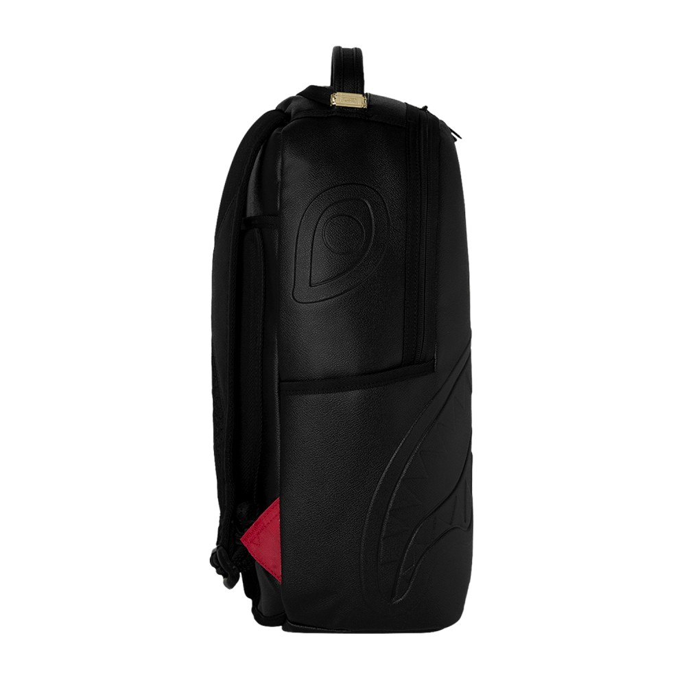 Sprayground - Zaino nero Gold brick luxus tinta unita con patch logo dorata per