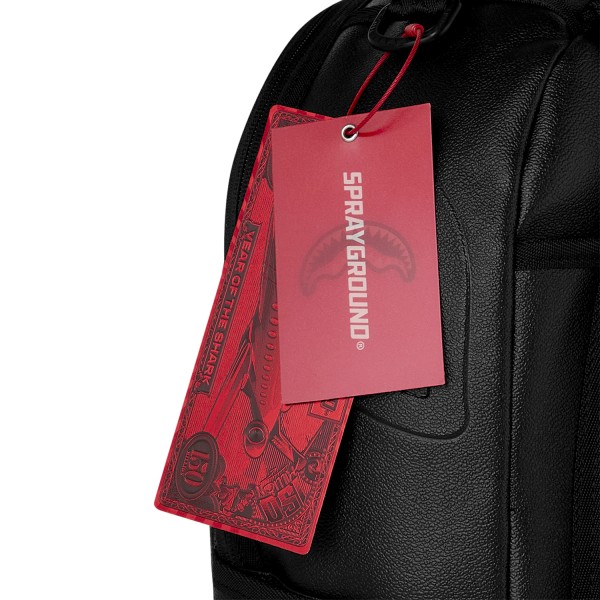 Sprayground - Zaino nero Gold brick luxus tinta unita con patch logo dorata per