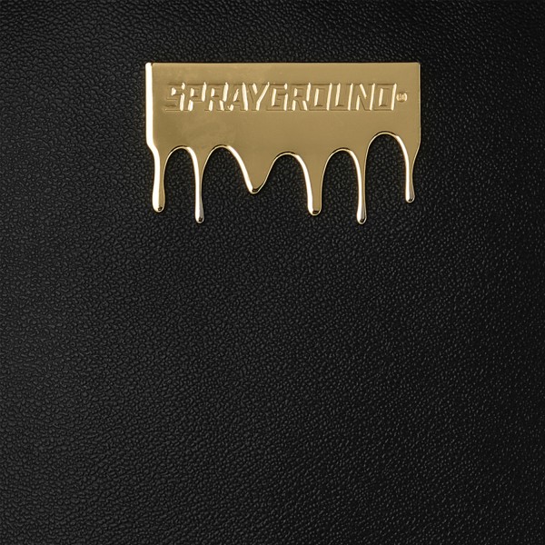 Sprayground - Zaino nero Gold brick luxus tinta unita con patch logo dorata per