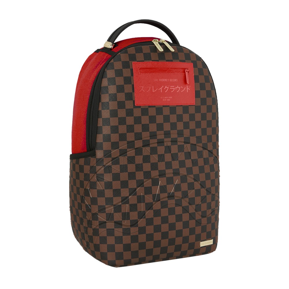 Sprayground - Zaino marrone fantasia check red redemption per uomo | b8571nsz
