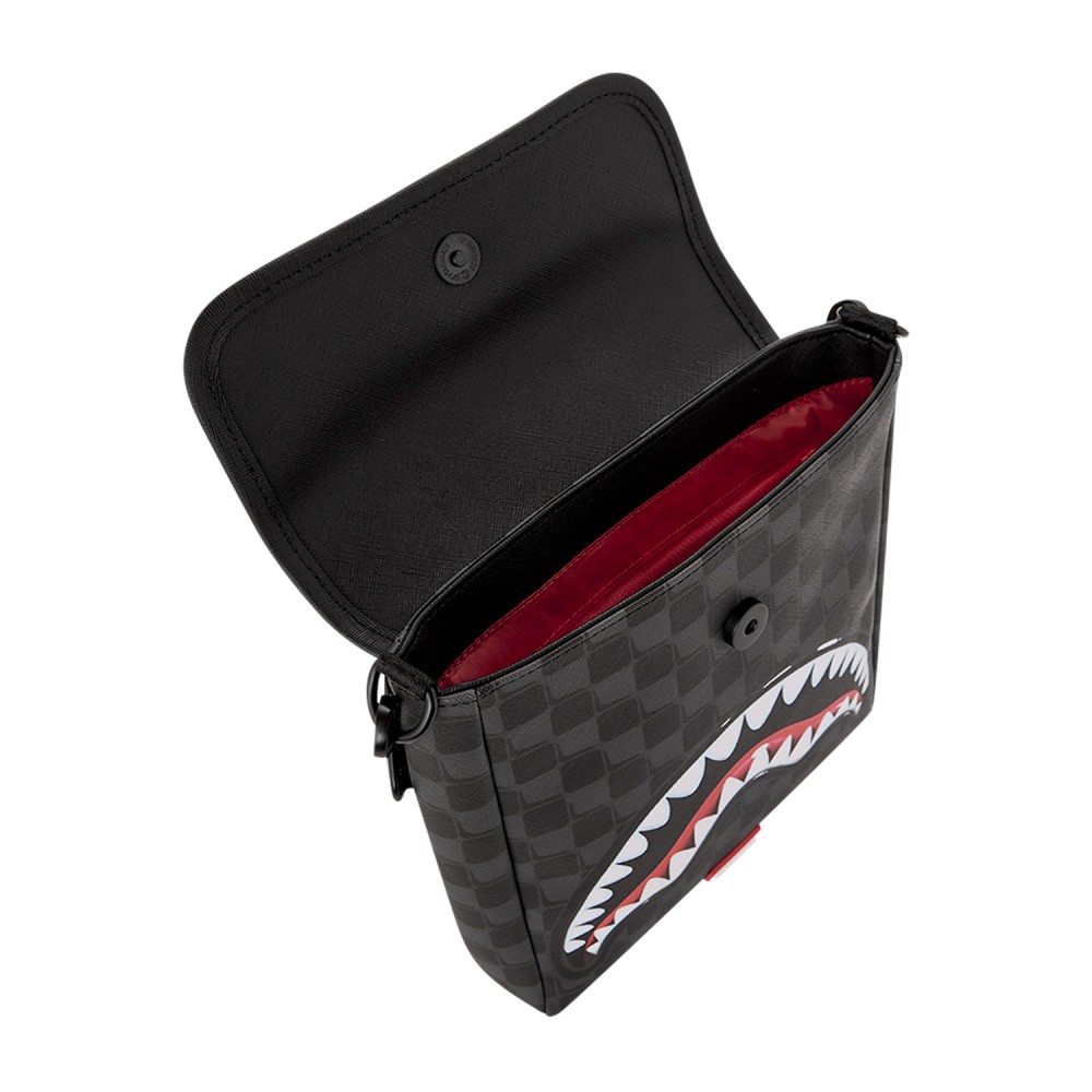 Sprayground - Borsa a tracolla nera Sharks in paris balloon con patta per uomo