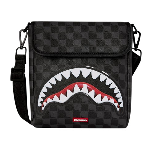 Sprayground - Borsa a tracolla nera Sharks in paris balloon con patta per uomo