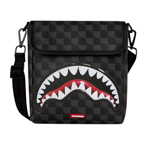 Sprayground - Borsa a tracolla nera Sharks in paris balloon con patta per uomo