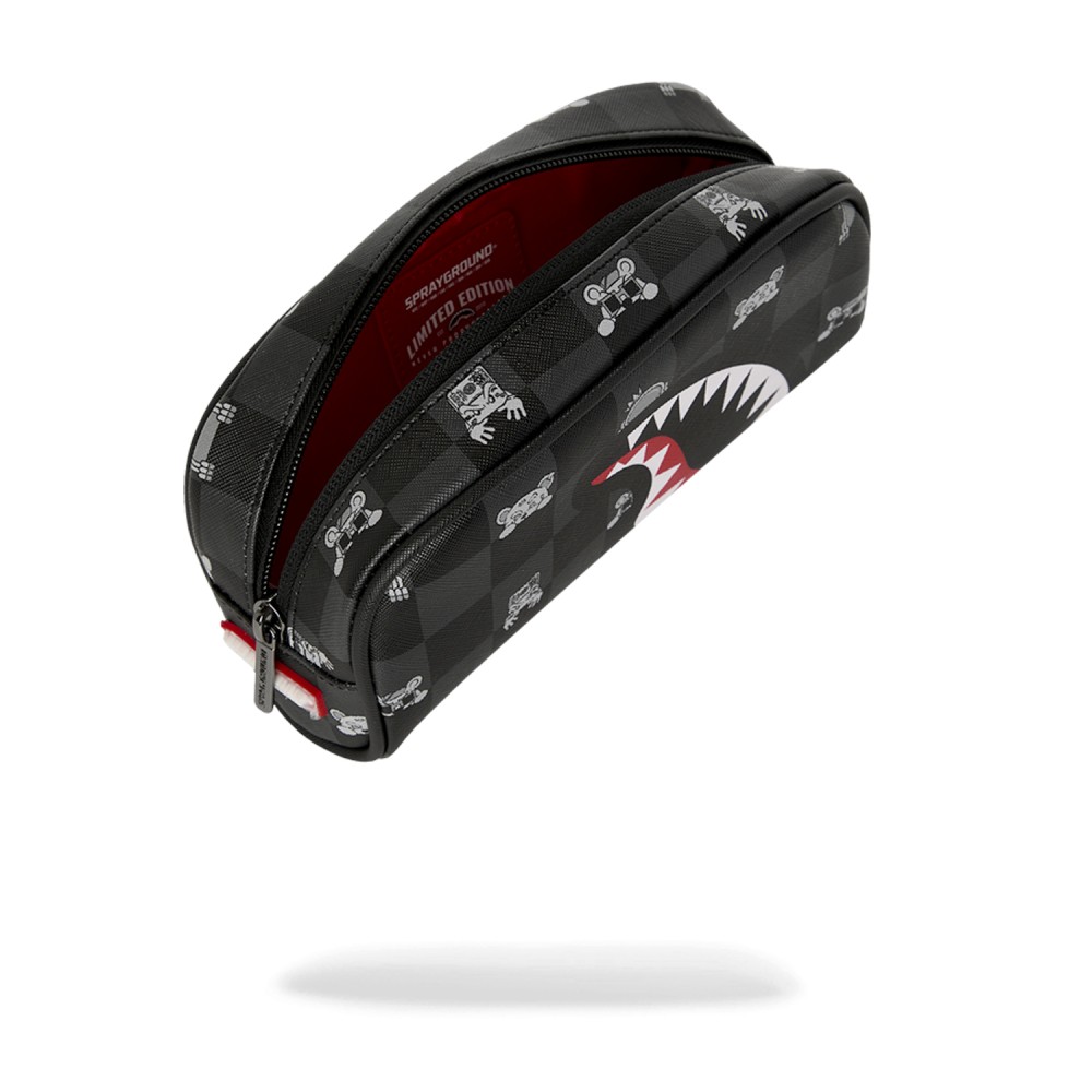 Sprayground - Astuccio nero Gray peeking character fantasia atratta per uomo |