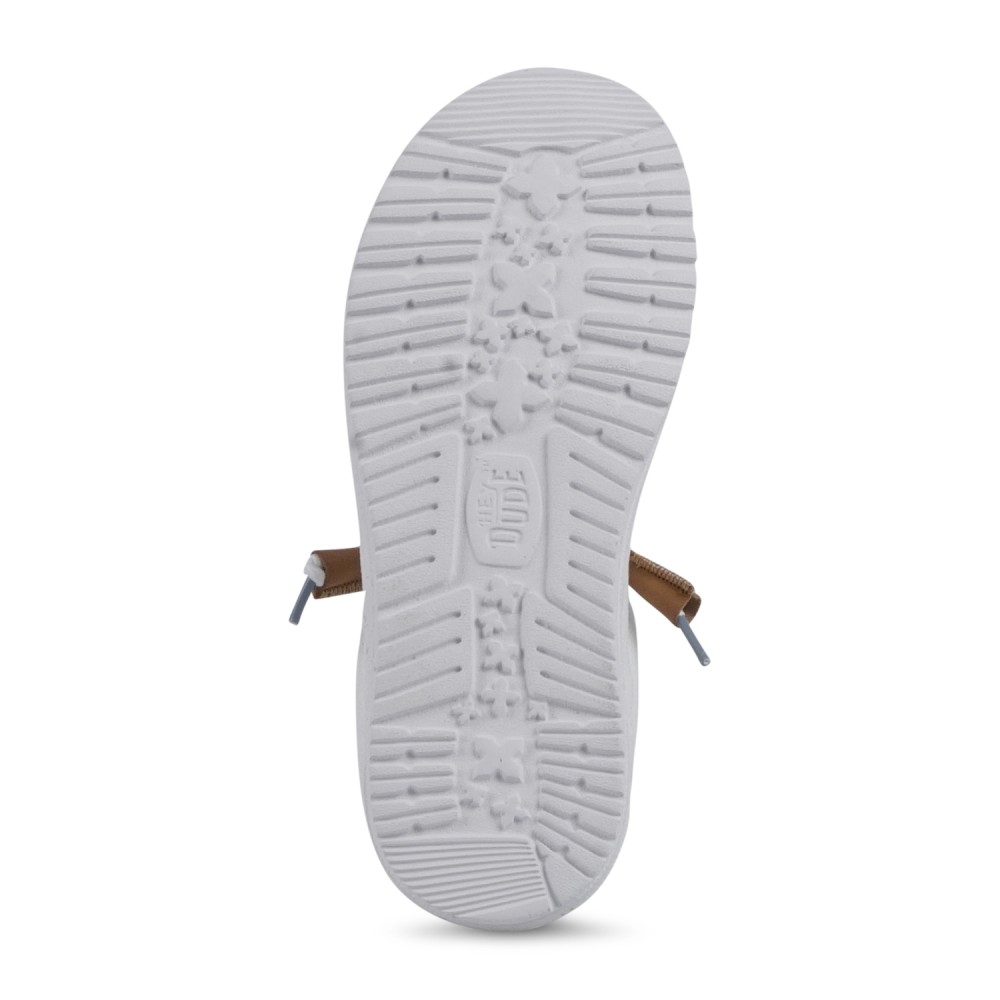 Hey Dude - Slip on bianca Wally Craft Linen in lino con nappe in ecopelle per