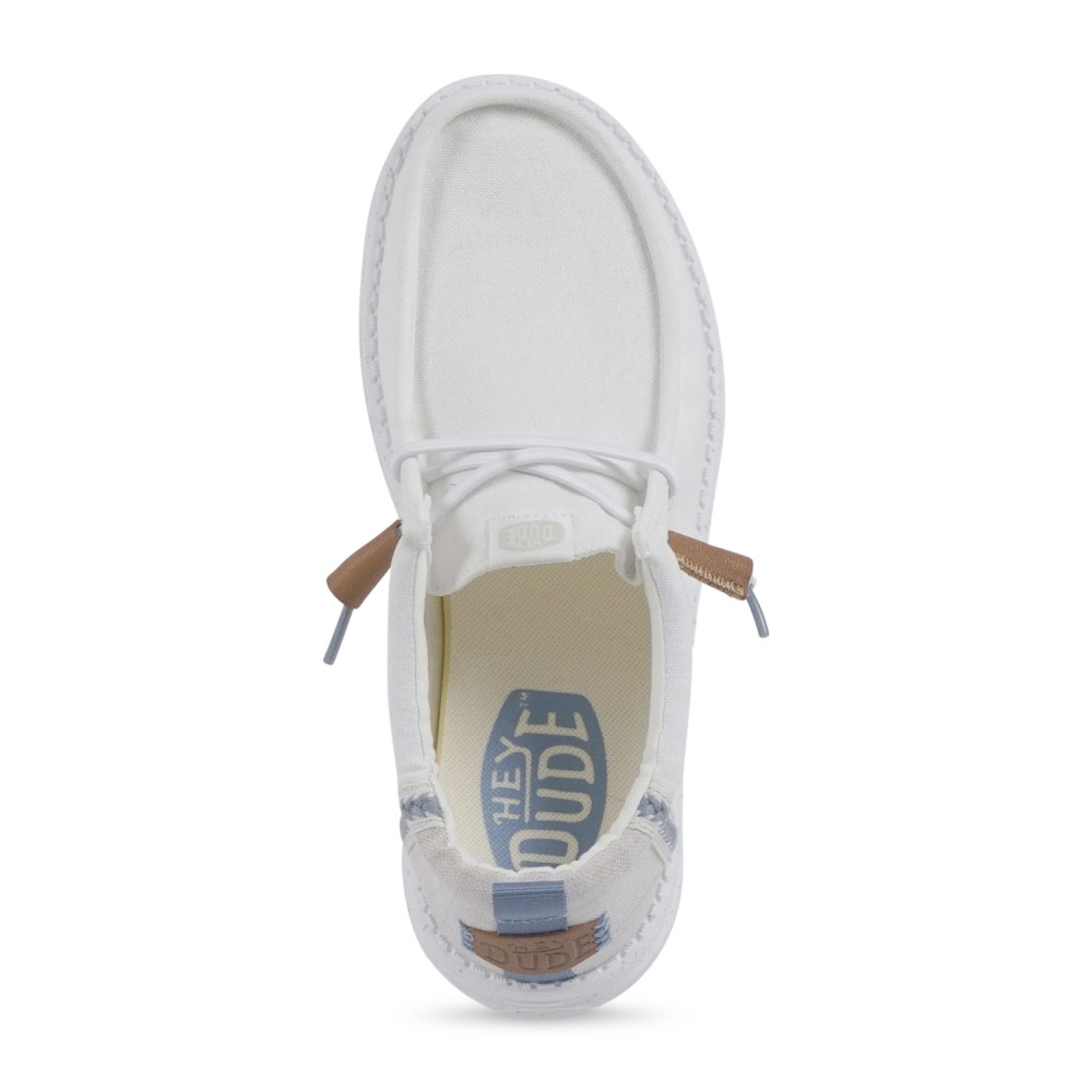 Hey Dude - Slip on bianca Wally Craft Linen in lino con nappe in ecopelle per